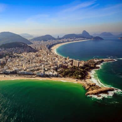 Aerial View Of Famous Copacabana Beach And Ipanema Beach In Rio